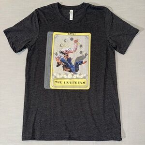 JIU JITSU WOMEN'S T-SHIRT, THE JIUJITEIRA TAROT CARD DARK HEATHER GRAY SIZE M
